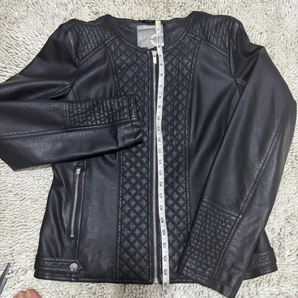 Moto Black Vegan Faux Leather Zippered Jacket - Picture 5 of 8
